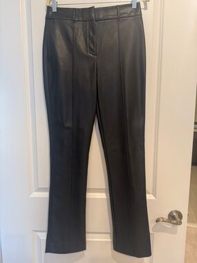 White House Black Market Black Faux Leather Slim-Leg Pants